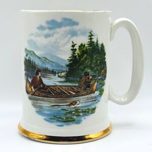 Vintage‎ Ellgreave Currier & Ives Hunting Deer England Ironstone Mug Wood & Sons